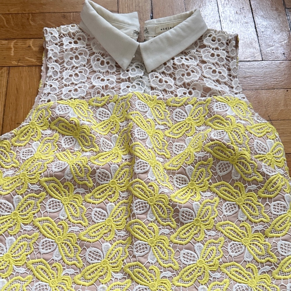 Endless Rose Cream Lace Dress with Yellow Appliqué